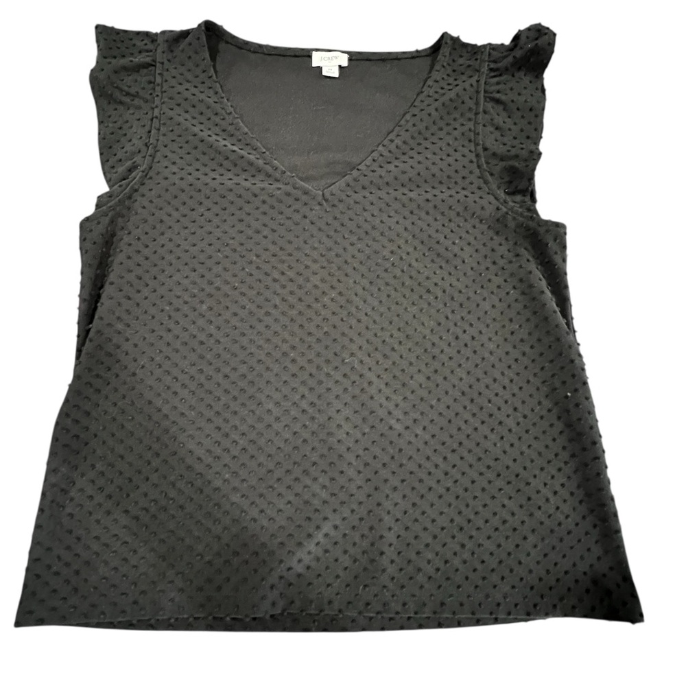 Women’s J. Crew clip dot flutter sleeve top in the color:Black  size M